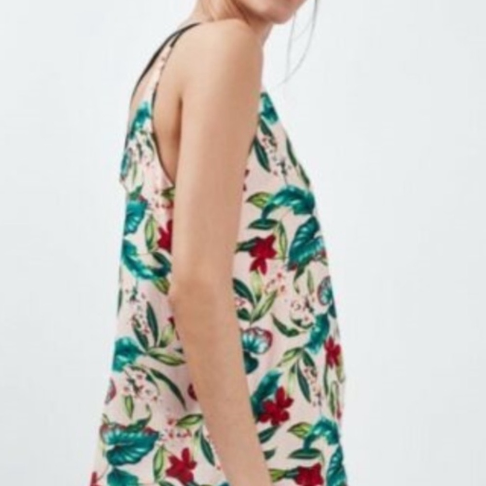 Topshop Floral Palm Double Strap Cami Tank Top